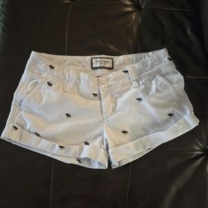 Abercrombie & Fitch Vintage Y2K Embroidered Moose Logo White Mini Shorts Size 2